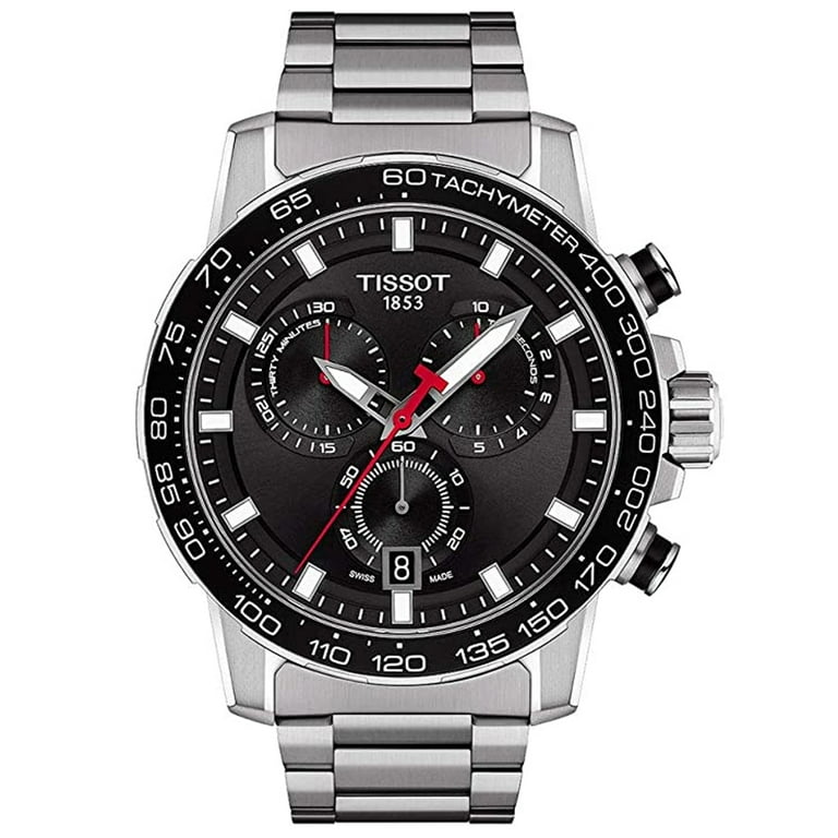 Tissot Men's Supersport Chronograph Quartz Watch, Black Dial, 45mm