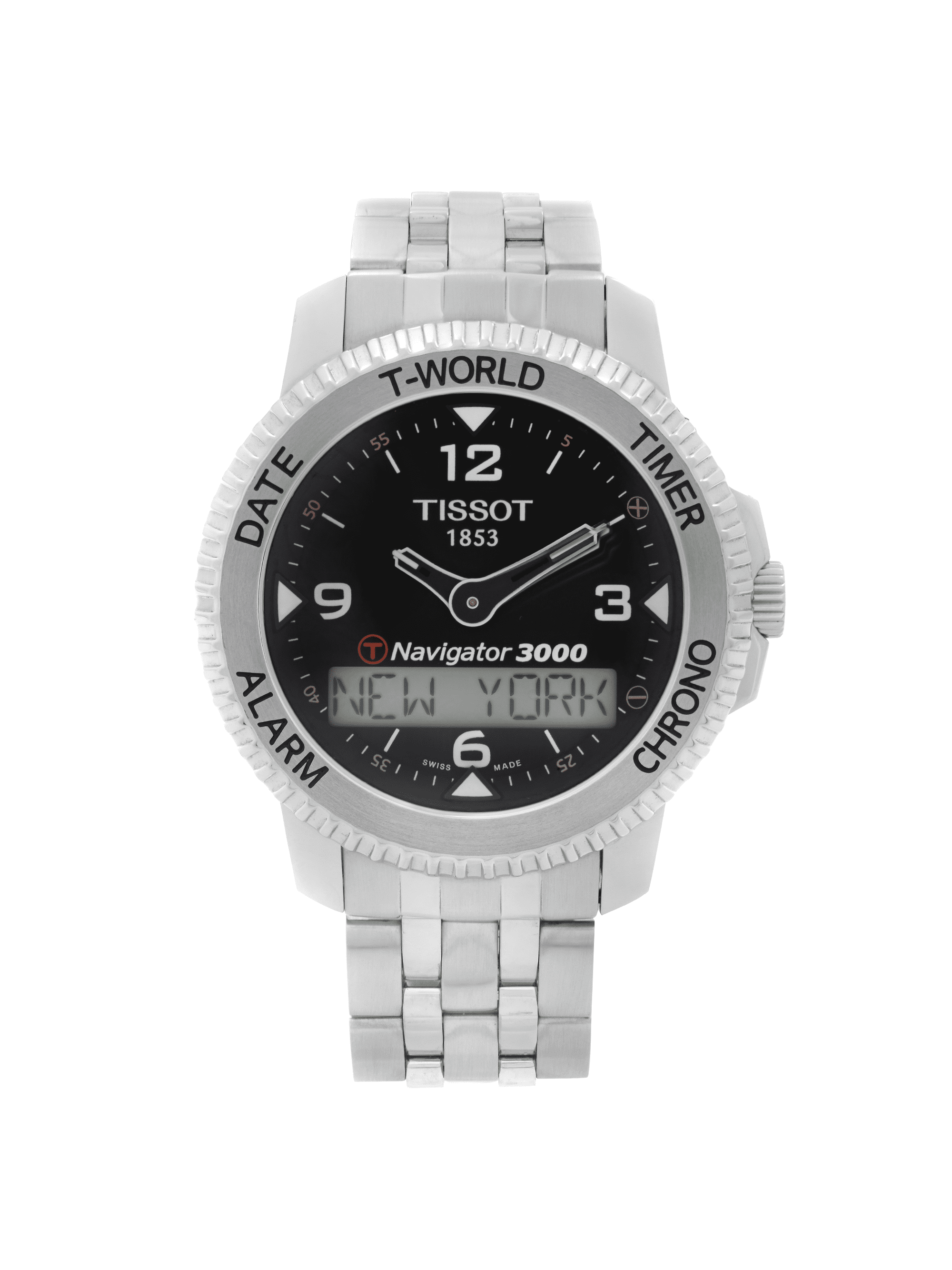 Tissot Navigator 3000 44mm Steel Black Dial Mens Quartz Watch T96.1.488.52 Walmart