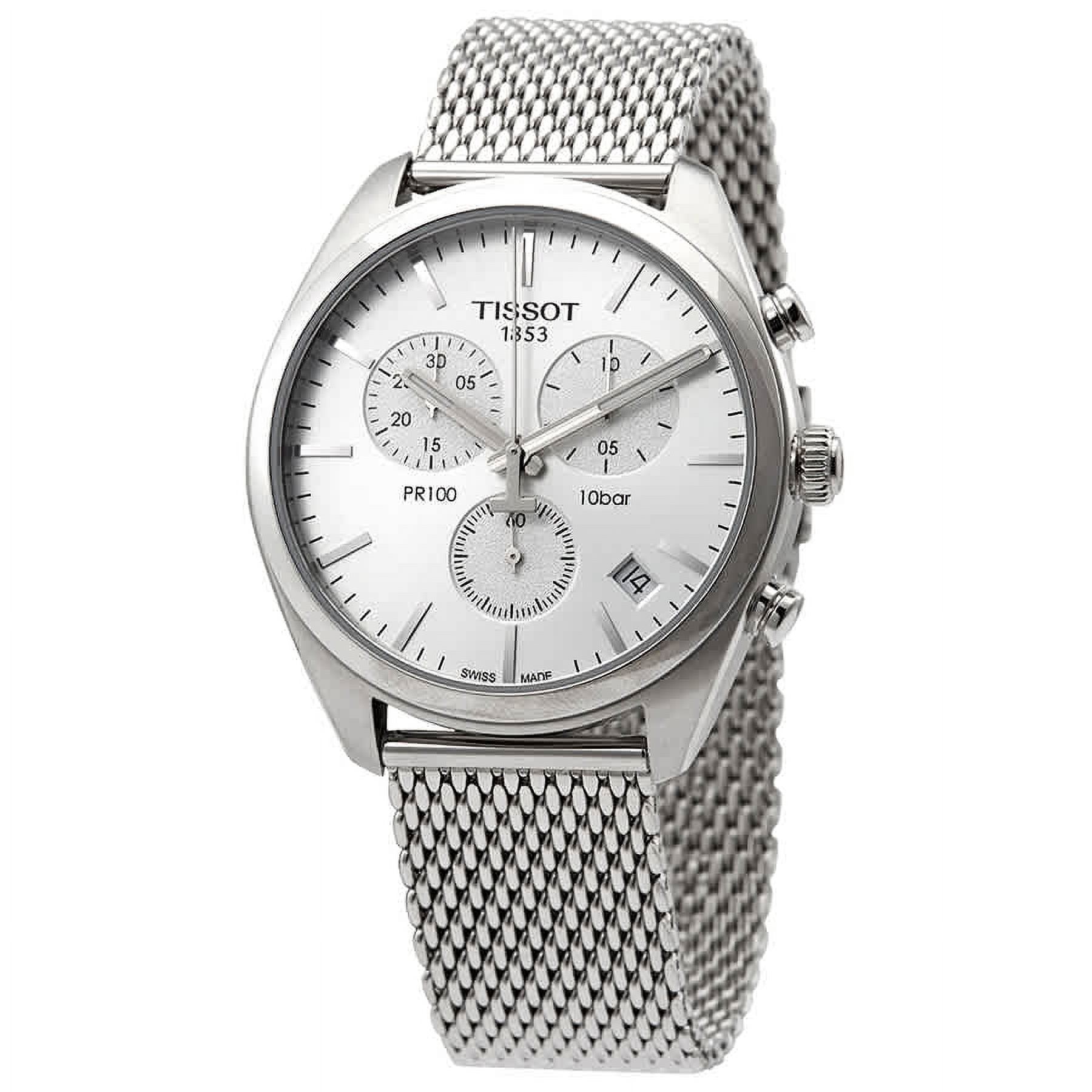 Tissot PR 100 Chronograph Silver Dial Mesh Bracelet Men s Watch