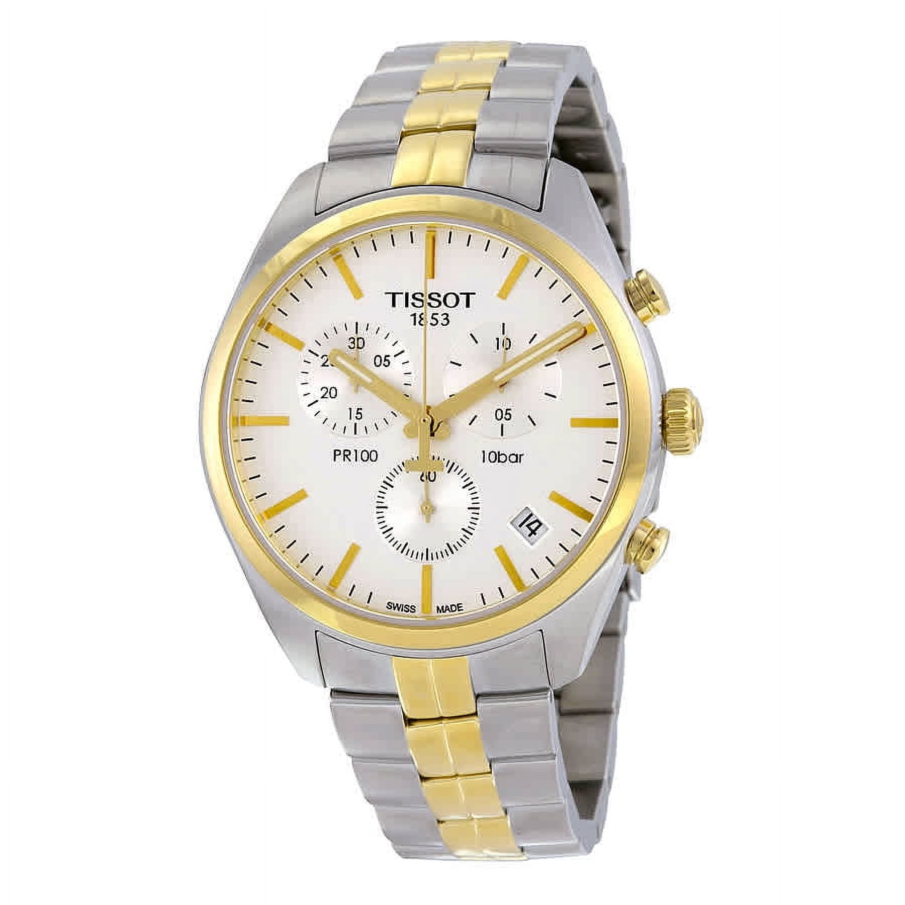 Tissot PR100 Chronograph White Dial Two-tone Men's Watch T1014172203100