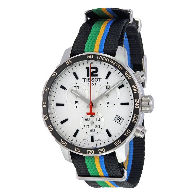 Tissot Quickster White Dial Striped Nylon Mens Watch