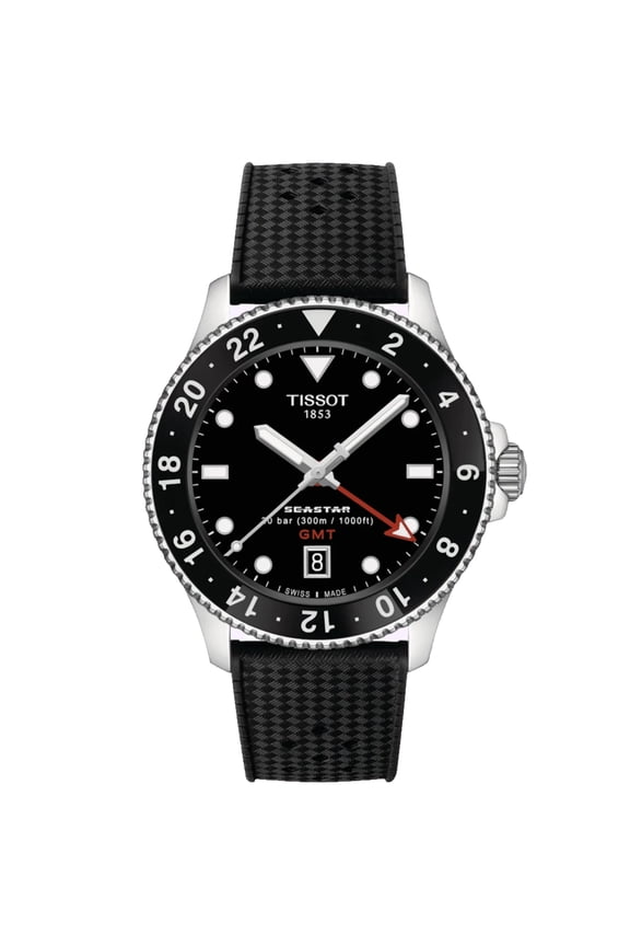 Men's Seastar 1000 Quartz GMT Black Dial Watch - T1208521705100