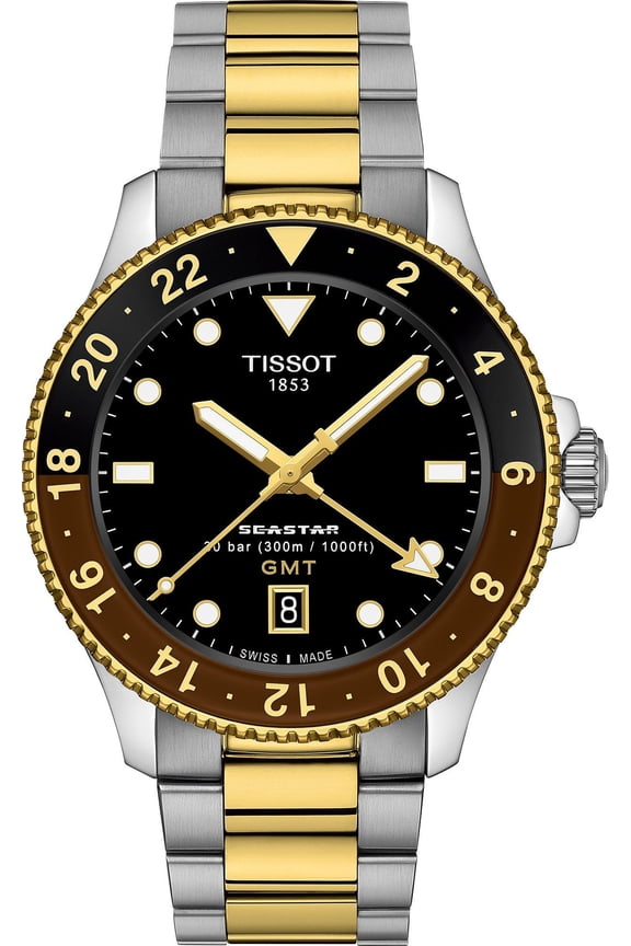 Seastar 1000 Quartz GMT Black Dial Men's Watch T1208522205100