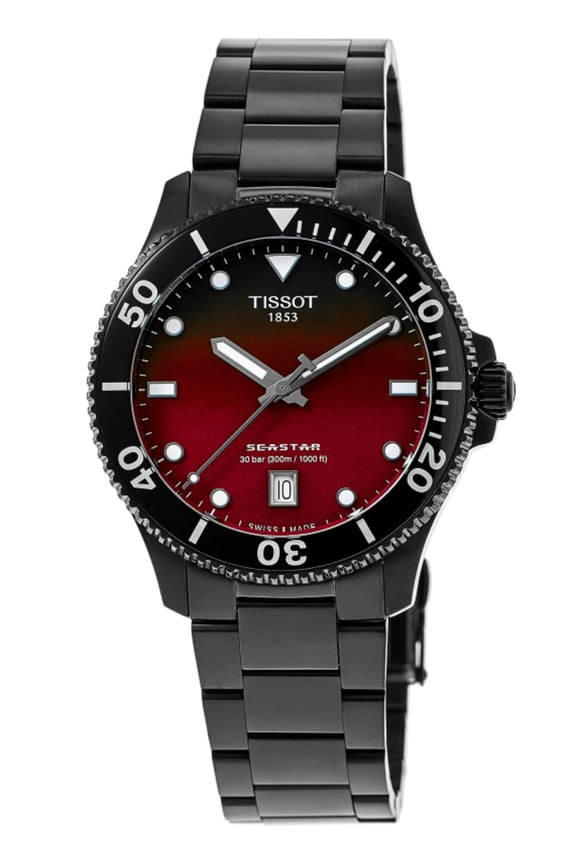 Seastar 1000 Quartz Graded Red-Black Dial PVD Stainless Steel Men's Watch T120.410.33.421.00