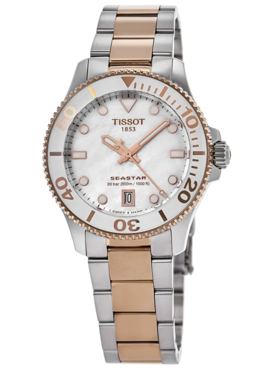 Tissot Seastar 1000 Quartz White Mother of Pearl Dial Two-Tone