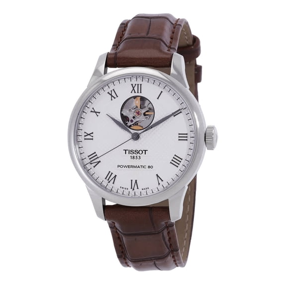Tissot Le Locle Powermatic 80 Leather Strap Open Heart Silver Dial ...