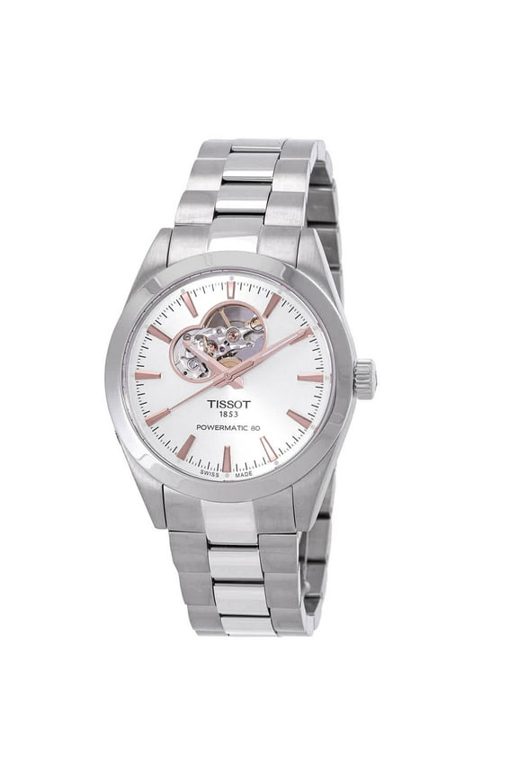 T-Classic Gentleman Powermatic 80 Silver Open Heart Dial Automatic 100 m Stainless Steel Mens Watch