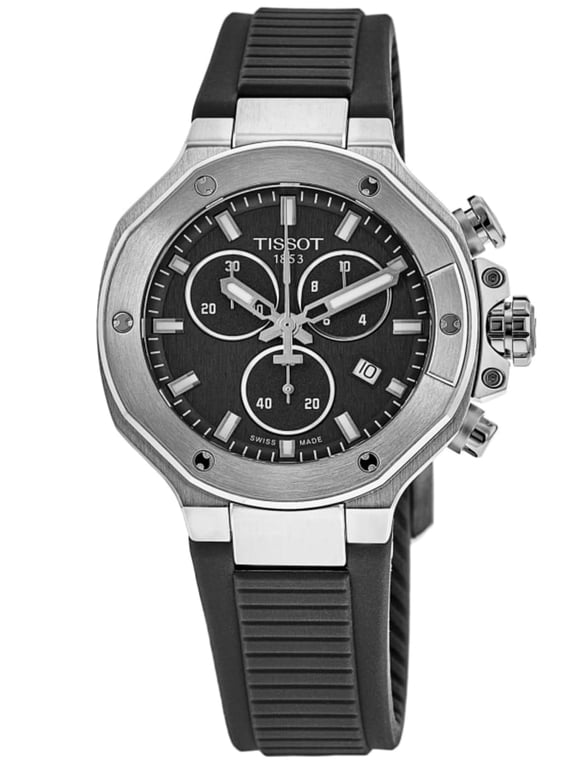 T-Race Chronograph 38mm Black Dial Rubber Strap Men's Watch T141.817.17.051.00