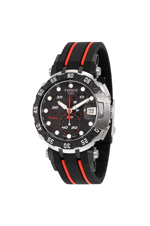 T-Race MotoGp 2015 Black Dial Red and Black Rubber Mens Sports Watch T0924172720100