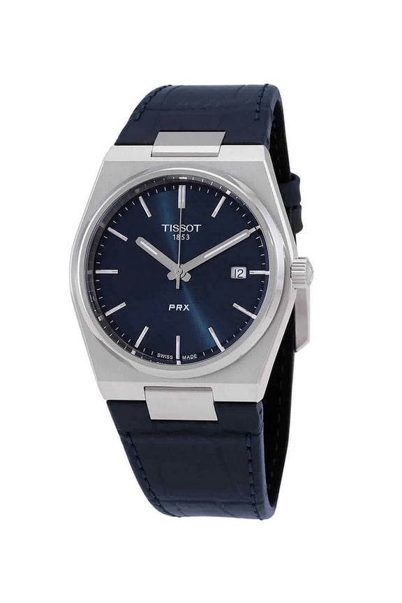 T-Classic PRX Leather Strap Blue Dial Quartz T137.410.16.041.00 100M Men's Watch