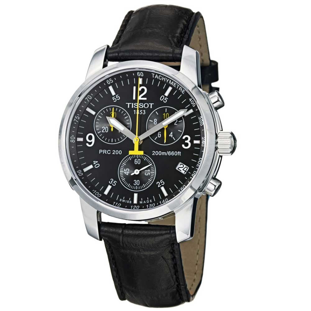 Tissot T17152652 Men's Black Leather Strap Black Dial Chronograph Dive Watch