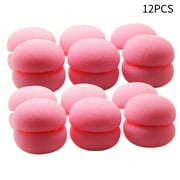 Tissouoy 12pcs Sponge Curling Rollers Night Sleep Soft Foam Hair Curler Balls DIY Hairdressing Hair Styling Tools for Home Travel (Pink)