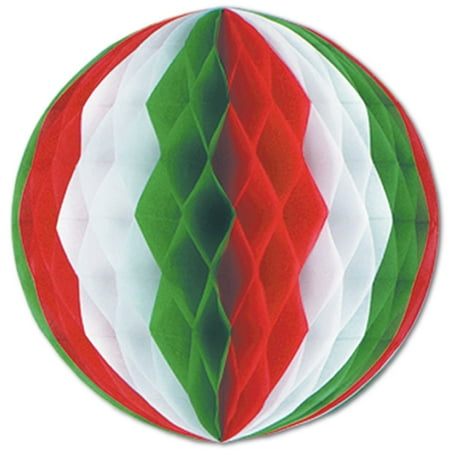 Tissue Ball 12" Red, White, Green - 24 Pack