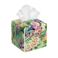 thumbnail image 1 of Tissue Watercolor Blooming Cactus Box Cover Holder, Square by Xecao - Leather Decorative Organizer for Tabletop, Bathroom, Car, Office, 1 of 8