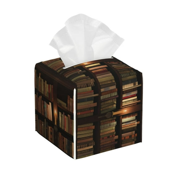 Tissue Bookshelves Box Cover Holder, Square by Xecao - Leather Decorative Organizer for Tabletop, Bathroom, Car, Office