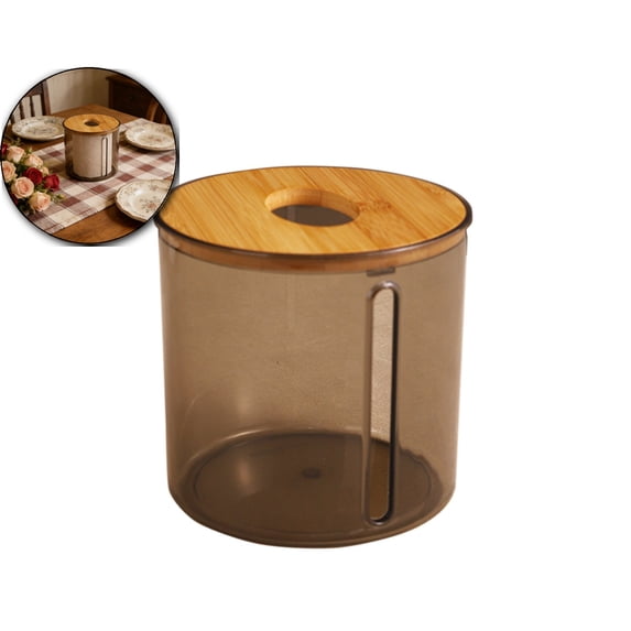 Tissue Box, Clear Tissue Box Holder with Bamboo Lid, Dryer Sheet Holder, Napkin Facial Tissues Holder Dispenser