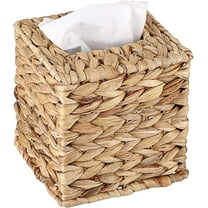 Tissue Box Cover, 5.7 x 5.7 x 5.9" Water Hyacinth Tissue Box, Woven Tissue Cover Wicker Cube Tissue Box Holder, Household Tissue Storage Organizer for Bathroom Toilet Table Desk Home Office Car