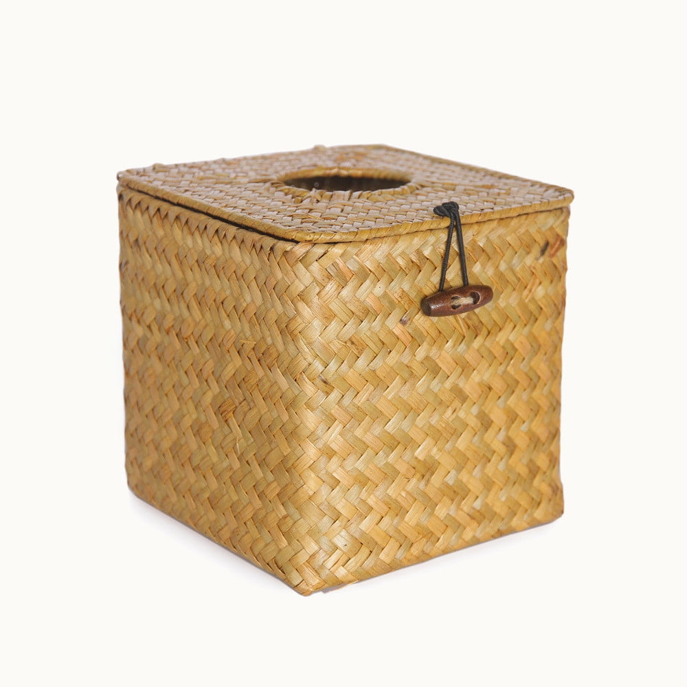 Image showcasing Tissue Box Cover under $5! Cagogo Seagrass Tissue Box Cover, Woven ...
