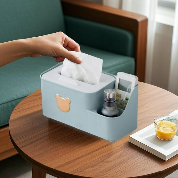 Tissue Box Cover under $5! kkbbma Tissue Box Cover - Decorative Cube Tissue Cover with Top Organizer, Modern Tissue Holder for Living Room Vanity Night Stand Table Countertop Office