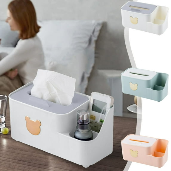 Tissue Box Cover under $5! kkbbma Tissue Box Cover - Decorative Cube Tissue Cover with Top Organizer, Modern Tissue Holder for Living Room Vanity Night Stand Table Countertop Office