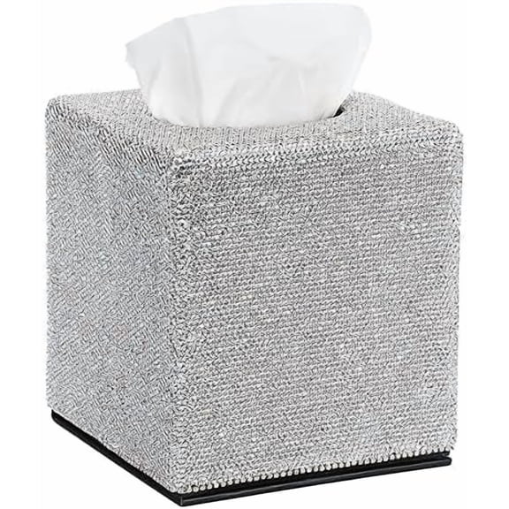 Tissue Box Cover Bling Square Tissue Box for Bathroom Sparkling Cube Tissue Box Holder with Magnetic Gorgeous Tissue Holder for Table Countertop Decorative Tissue Cover for Home Office Car