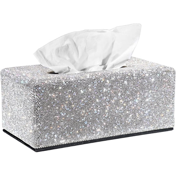 Tissue Box Cover Bling Tissue Box for Bathroom Sparkling Rectangular Tissue Box Holder with Magnetic Gorgeous Tissue Holder for Table Countertop Decorative Tissue Cover for Home Office Car
