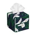 thumbnail image 1 of Tissue Box Cover, Calla Lily Flowers Blue Leather Tissue Box Holder - Tissue Case Facial Paper Organizer for Bathroom, Vanity Countertop, Tabletop, Car, Night Stands, 1 of 7
