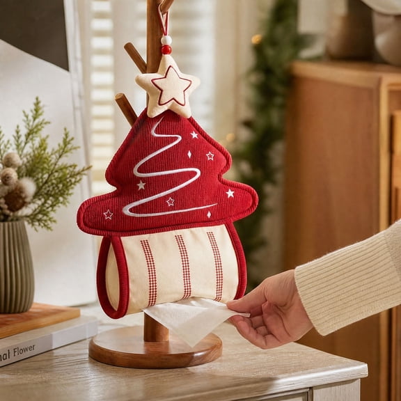 Tissue Box Cover Christmas Tree Decor Heavy Duty Holiday Table Centerpiece Room Dispenser Holder for Winter Festival Setup