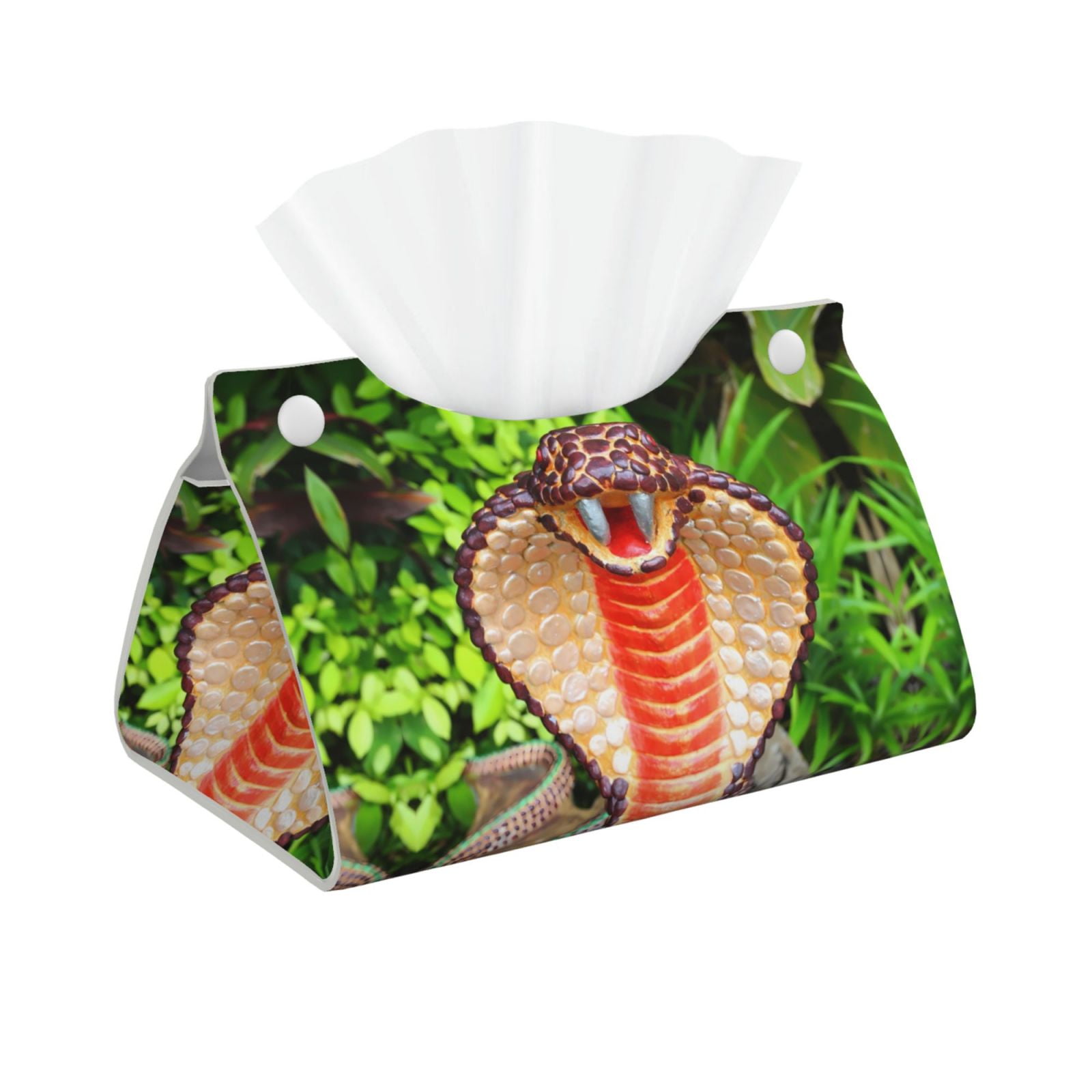 Tissue Box Cover, Cobra Snake Rectangular Leather Tissue Holder