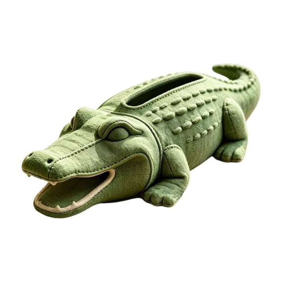 Tissue Box Cover,Crocodile‑Shaped Fabric Top‑Cutout Tissue Opening for Living‑Room Tabletop Bedroom