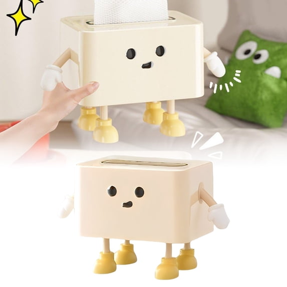 Tissue Box Cover Cute Cartoon Figurine Tissue Box Holder Square Boho Decor Tissue Box Cover Rectangle Tissue Holder for Bathroom Bedroom Table Kitchen Car Tissue Holder Tissues Box Napkin Holder B