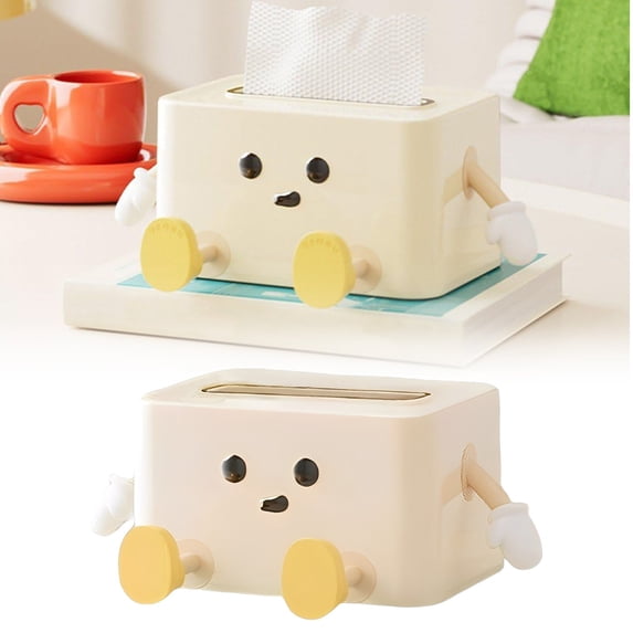 Tissue Box Cover Cute Cartoon Figurine Tissue Box Holder Square Boho Decor Tissue Box Cover Rectangle Tissue Holder for Bathroom Bedroom Table Kitchen Car Tissue Holder Tissues Box Napkin Holder A