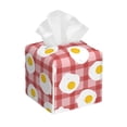 thumbnail image 1 of Tissue Box Cover, Cute Fried Egg Pink Squre Leather Tissue Box Holder - Tissue Case Facial Paper Organizer for Bathroom, Vanity Countertop, Tabletop, Car, Night Stands,, 1 of 5