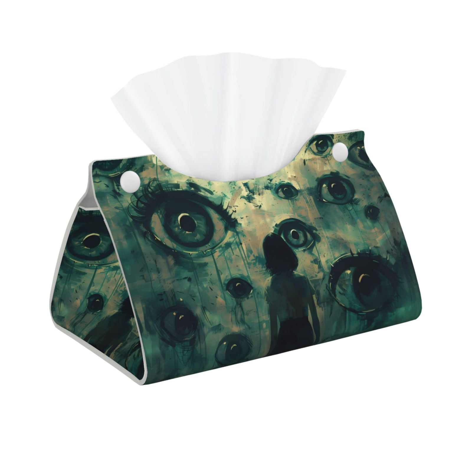 Tissue Box Cover, Eyes Watching In The Dark Rectangular Leather Tissue
