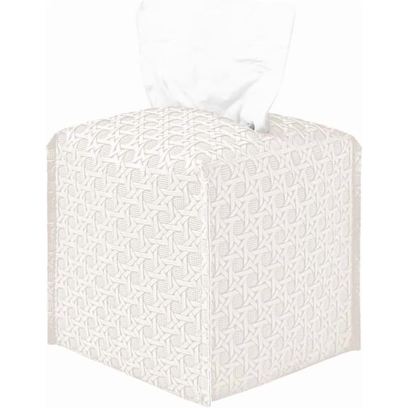 Tissue Box Cover, Faux Leather Tissue Box Holder Square, Decorative Tissue Holders for Bathrooms Tabletop, Car, Office, 5x5x5inch