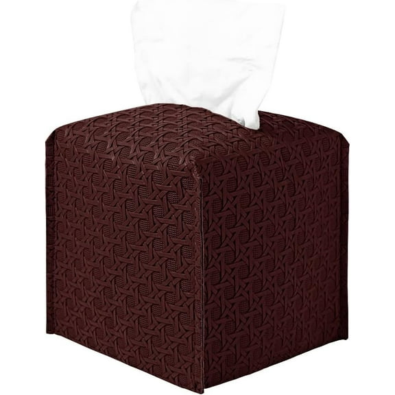 Tissue Box Cover, Faux Leather Tissue Box Holder Square, Decorative Tissue Holders for Bathrooms Tabletop, Car, Office, 5x5x5inch