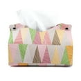 thumbnail image 1 of Tissue Box Cover, Geometric Painting PU Leather Rectangle Tissue Box Cover Bathroom Accessories, Tissue Box Holder-pink, 1 of 5