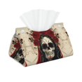 thumbnail image 1 of Tissue Box Cover, Gothic Skull With Roses Leather Rectangular Tissue Holder, Waterproof Tissue Box Decorative For Bathroom Vanity Countertop/Night Stands/Office Desk, 1 of 8