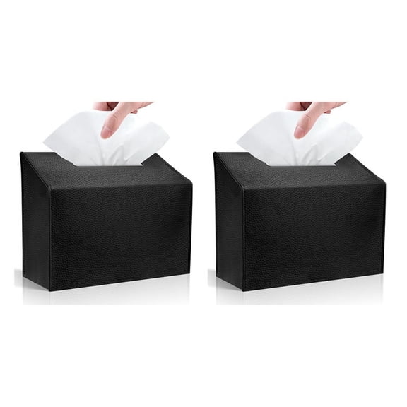 Tissue Box Cover Holder Compatible with Paper Hand Towels,Leather Paper Towel Dispenser for Tabletop,Bathroom,Car,Office