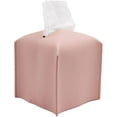 thumbnail image 1 of Tissue Box Cover Holder, Square Modern Decoration PU Leather Facial Tissues Case Roll Paper Dispenser for Bathroom Vanity Countertop, Night Stands, Office Desk Car 5X5X5'' | Pink, 1 of 11