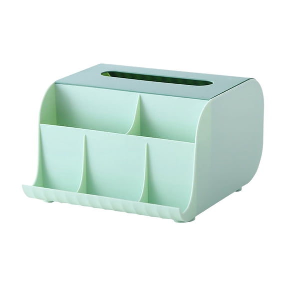 Tissue Box Cover Holder- Square Multifunction Nightstand Organizer Tissue Storage Box for Bedroom,Bathroom,Office; Compartments Hold Remote Controls