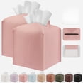 thumbnail image 1 of Tissue Box Cover Holder Square Tissue Cube Cover PU Leather Tissue Organizer with Bottom Belt for Bathroom, Tabletop, Car, Night Stands, Office, Home, Kitchen, 1 of 4