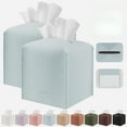 thumbnail image 1 of Tissue Box Cover Holder Square Tissue Cube Cover PU Leather Tissue Organizer with Bottom Belt for Bathroom, Tabletop, Car, Night Stands, Office, Home, Kitchen, 1 of 4