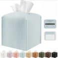 thumbnail image 1 of Tissue Box Cover Holder Square Tissue Cube Cover PU Leather Tissue Organizer with Bottom Belt for Bathroom, Tabletop, Car, Night Stands, Office, Home, Kitchen, 1 of 4