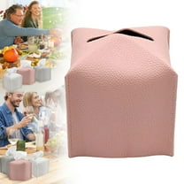 Tissue Box Cover Holder Square With Bottom Belt By PU Leather Decorative Organizer For Tabletop Bathroom Car |