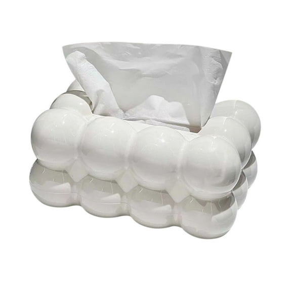 Tissue Box Cover Holder, Transparent Decorative Modern Style Tissue Box for Tabletop, Bathroom, Car, Office Decoration (Cream)