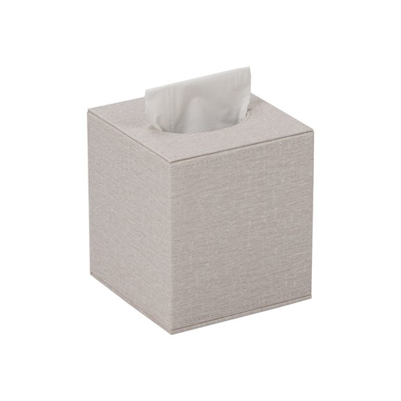Tissue Box Cover, Leather Tissue Box Holder, Stylish Tissue Box Holder, Square Tissue Box for Vanity, Toilet Tank, Counter, Night Stand, Desk, Office, Car, white