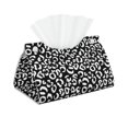 thumbnail image 1 of Tissue Box Cover, Leopard cool black white print Rectangular Leather Tissue Holder - Tissue Case Facial Paper Organizer for Bathroom, Vanity Countertop, Tabletop, Car, Napkin, 1 of 6