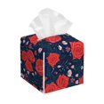 thumbnail image 1 of Tissue Box Cover, Lotus Root Rose Flowers Leather Tissue Box Holder Square for Bathroom, Waterproof Box Cover Decorative for Vanity Countertop/Night Stands/Office Desk, 1 of 5