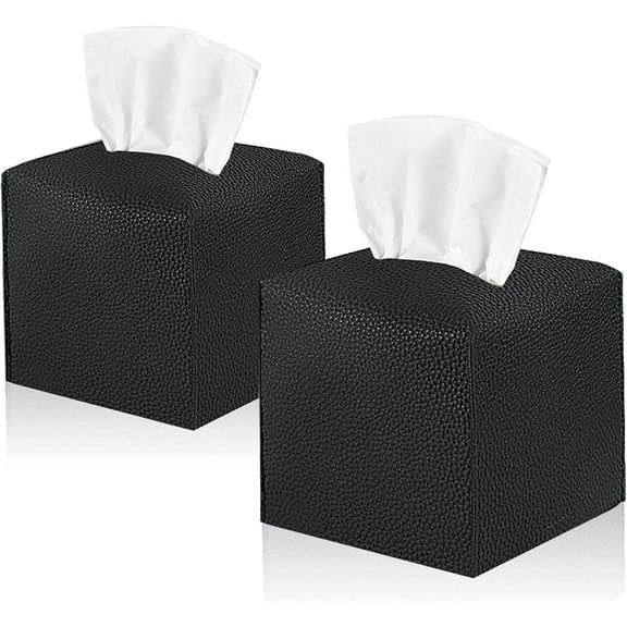 Tissue Box Cover, Modern PU Leather Square Tissue Box Holder for Creative Decorative, Ideal for Bathrooms/Office/Car/Dining Table, 5"X5"X5"
